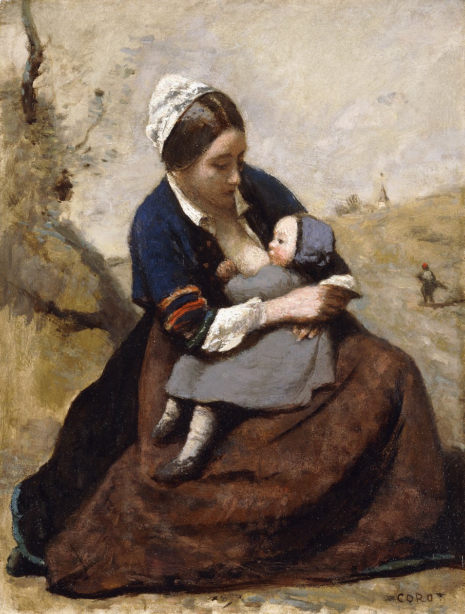 Breton Breastfeeding her Child by Jean Baptiste Camille Corot