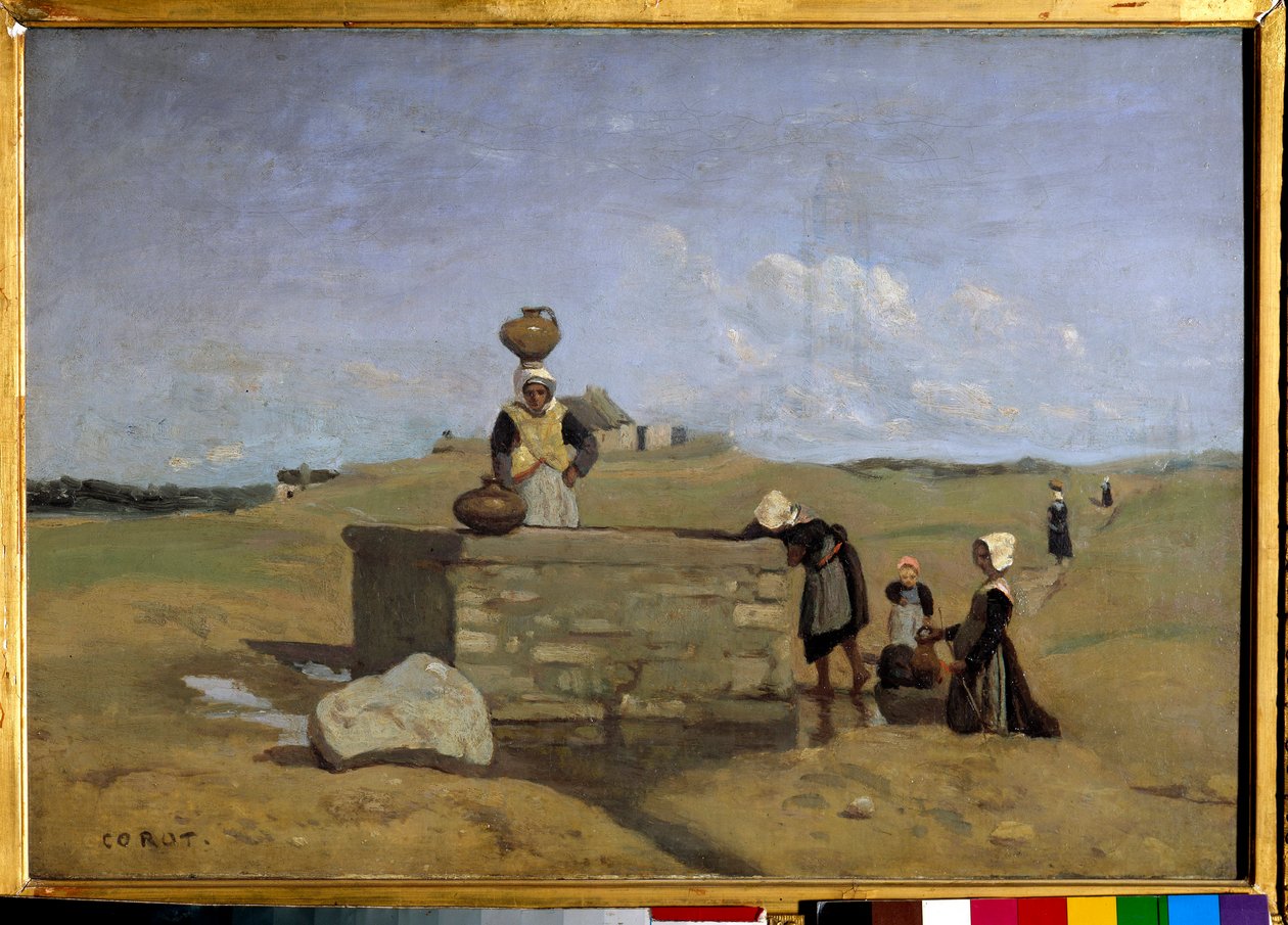 Bretons at the Fountain, Village of Batz by Jean Baptiste Camille Corot