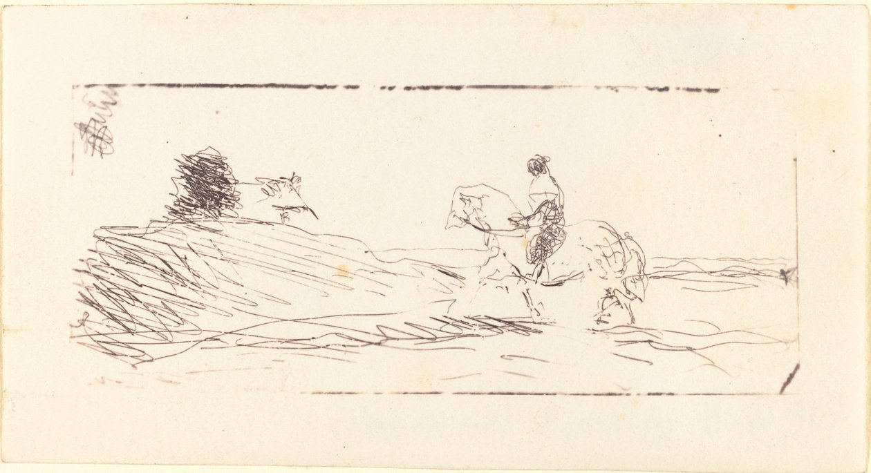 Carte-de-visite with Horseman by Jean Baptiste Camille Corot