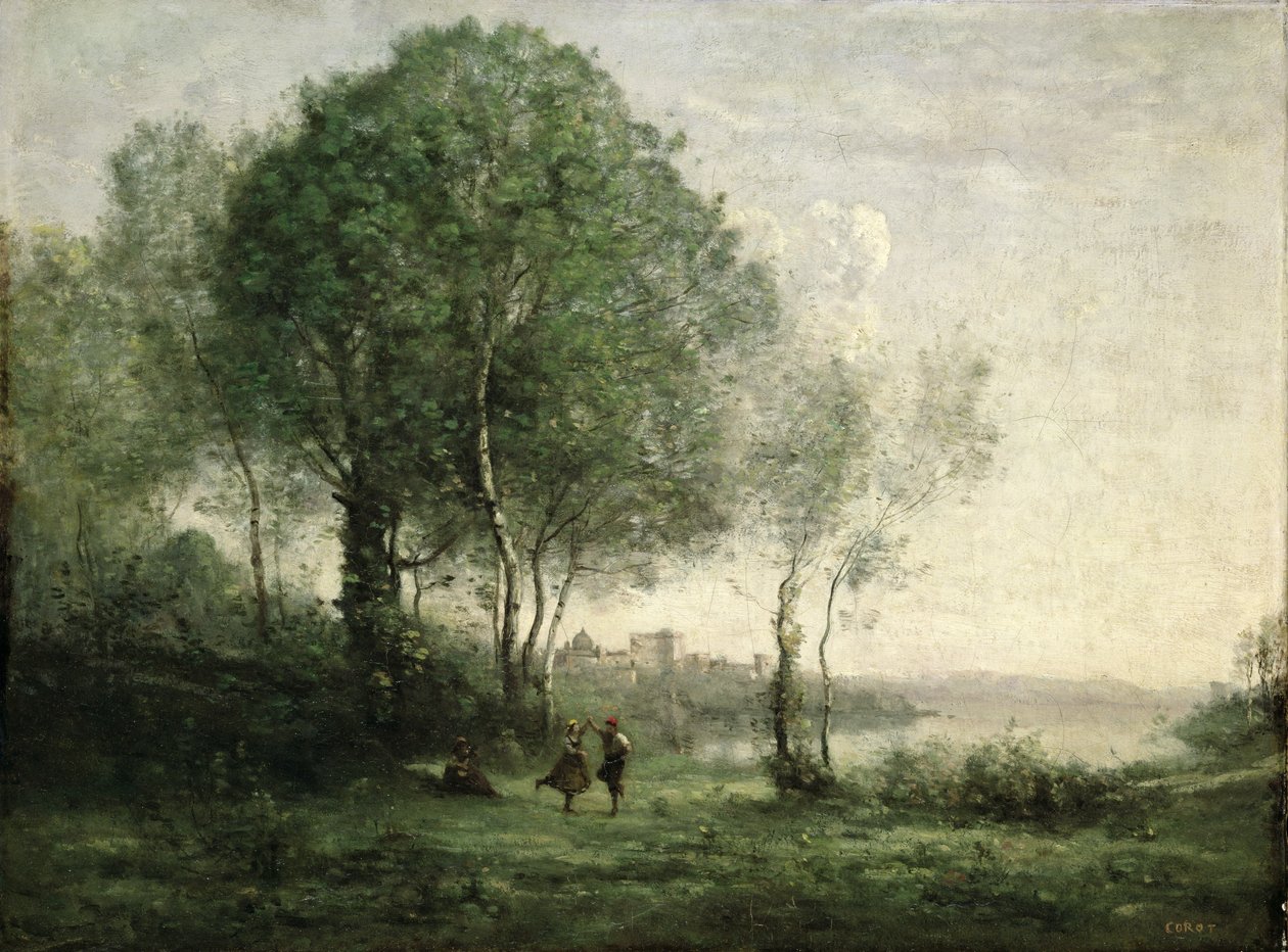 Castel Gandolfo, Dancing Tyrolean Shepherds by Jean Baptiste Camille Corot