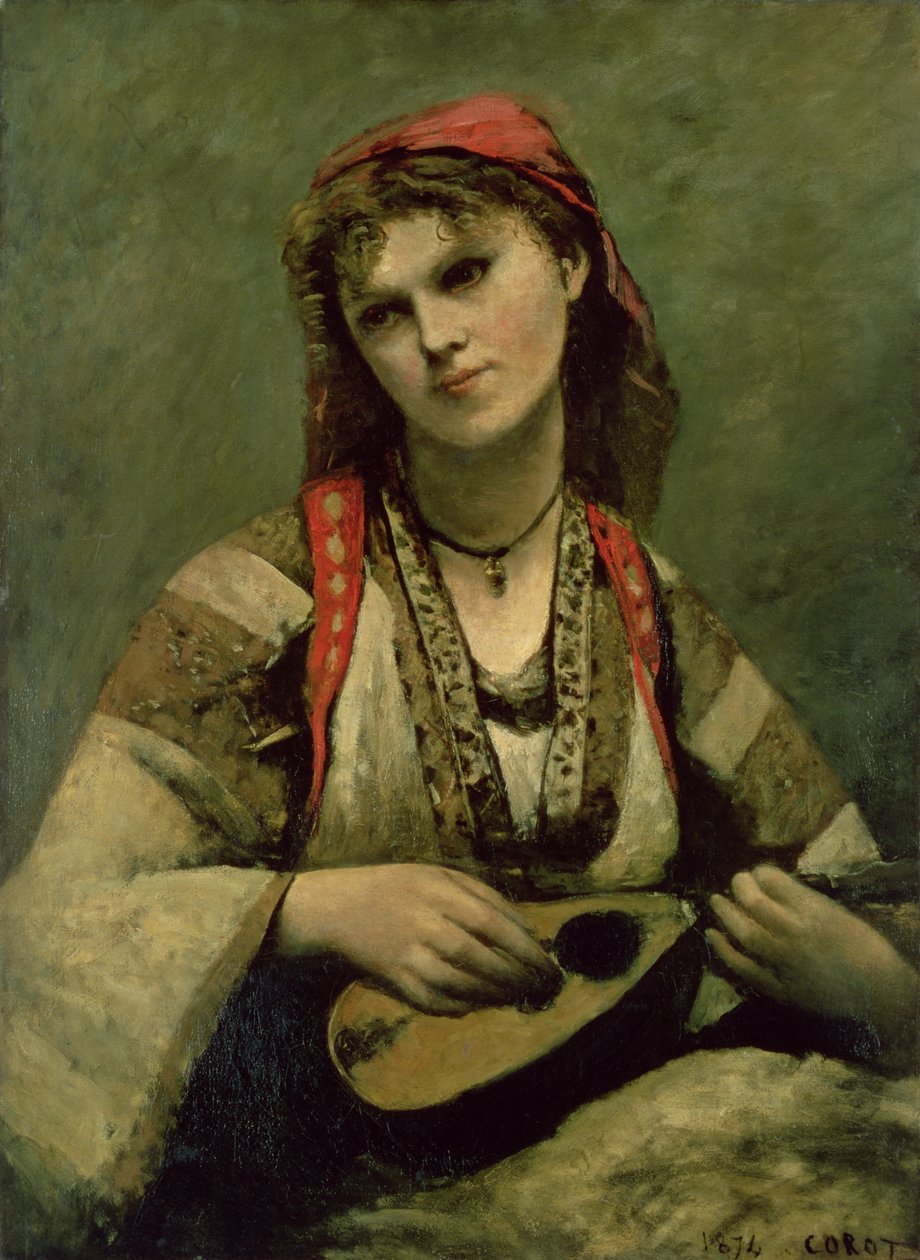Christine Nilson or The Bohemian with a Mandolin by Jean Baptiste Camille Corot