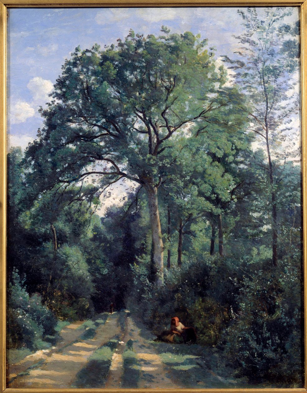 City of Avray, Entering the Wood with Coach. Painting by Camille Corot by Jean Baptiste Camille Corot