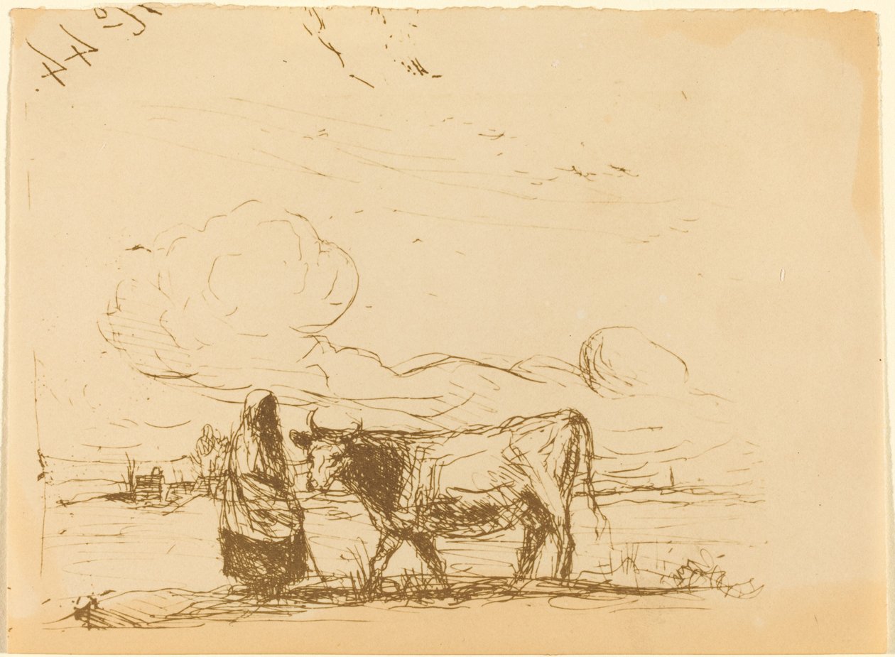 Cow and Its Keeper, 1860 by Jean Baptiste Camille Corot