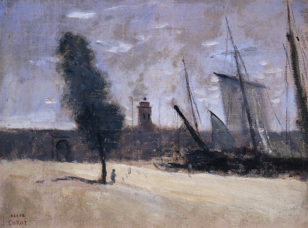 Dunkirk, Ramparts and Entrance to the Harbour by Jean Baptiste Camille Corot