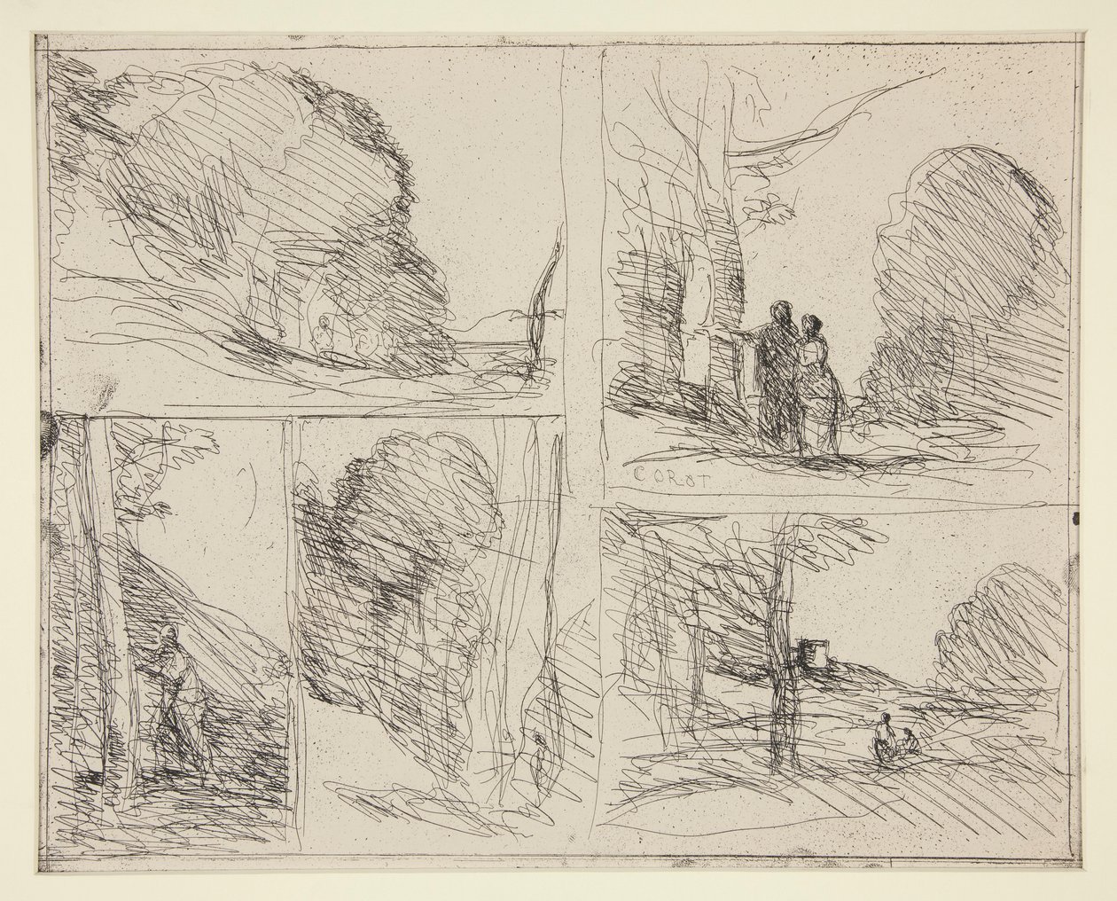 Five Sketches: The Garden of Pericles by Jean Baptiste Camille Corot