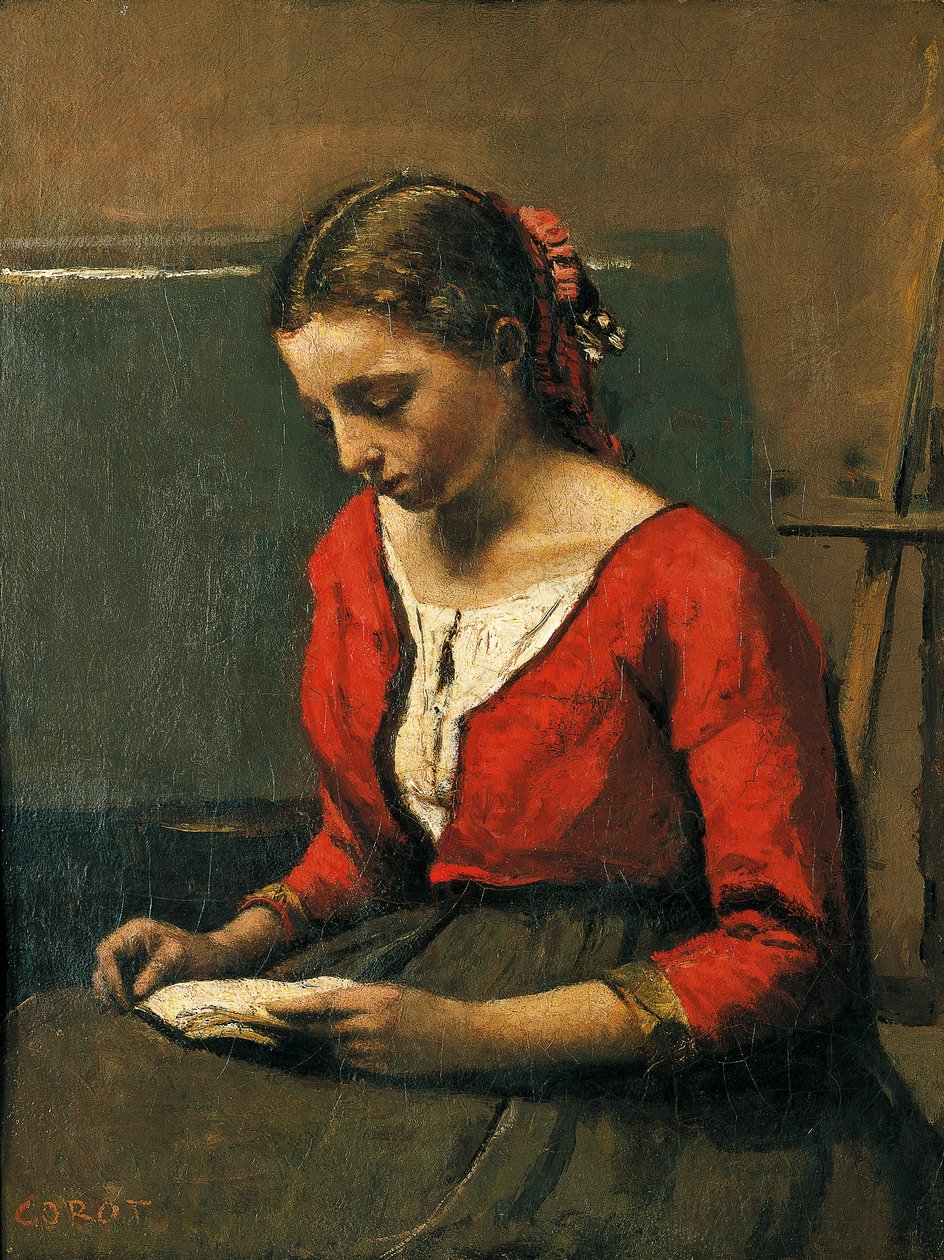 Girl Reading by Jean Baptiste Camille Corot