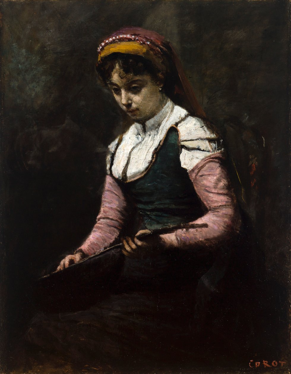 Girl with Mandolin by Jean Baptiste Camille Corot