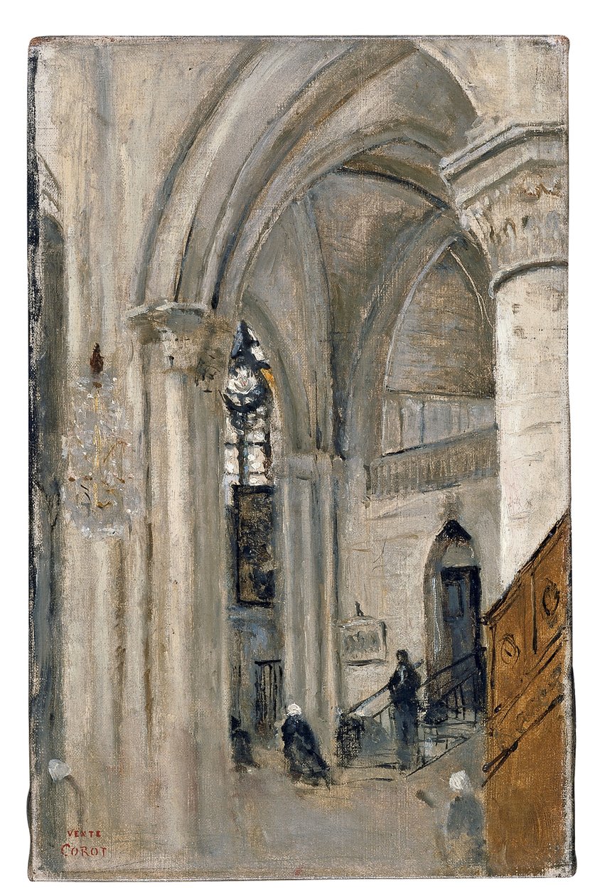 Interior of the Church at Mantes by Jean Baptiste Camille Corot