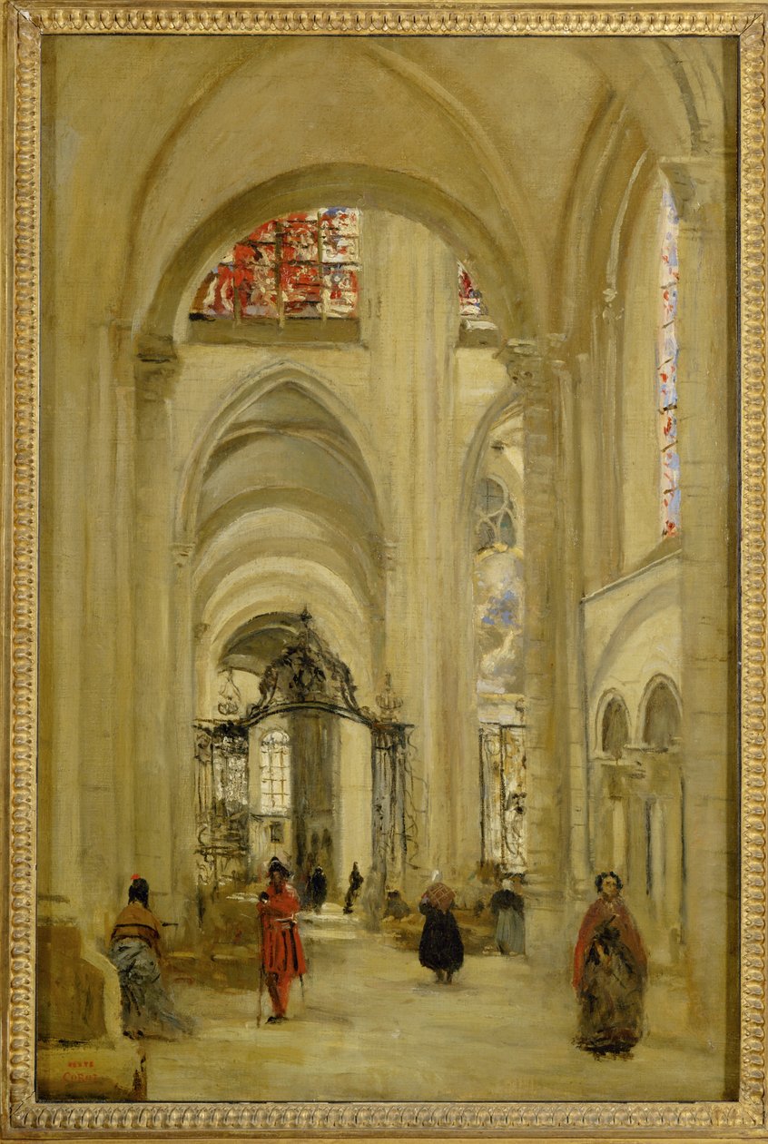 The Cathedral of Sens, Interior View by Jean Baptiste Camille Corot