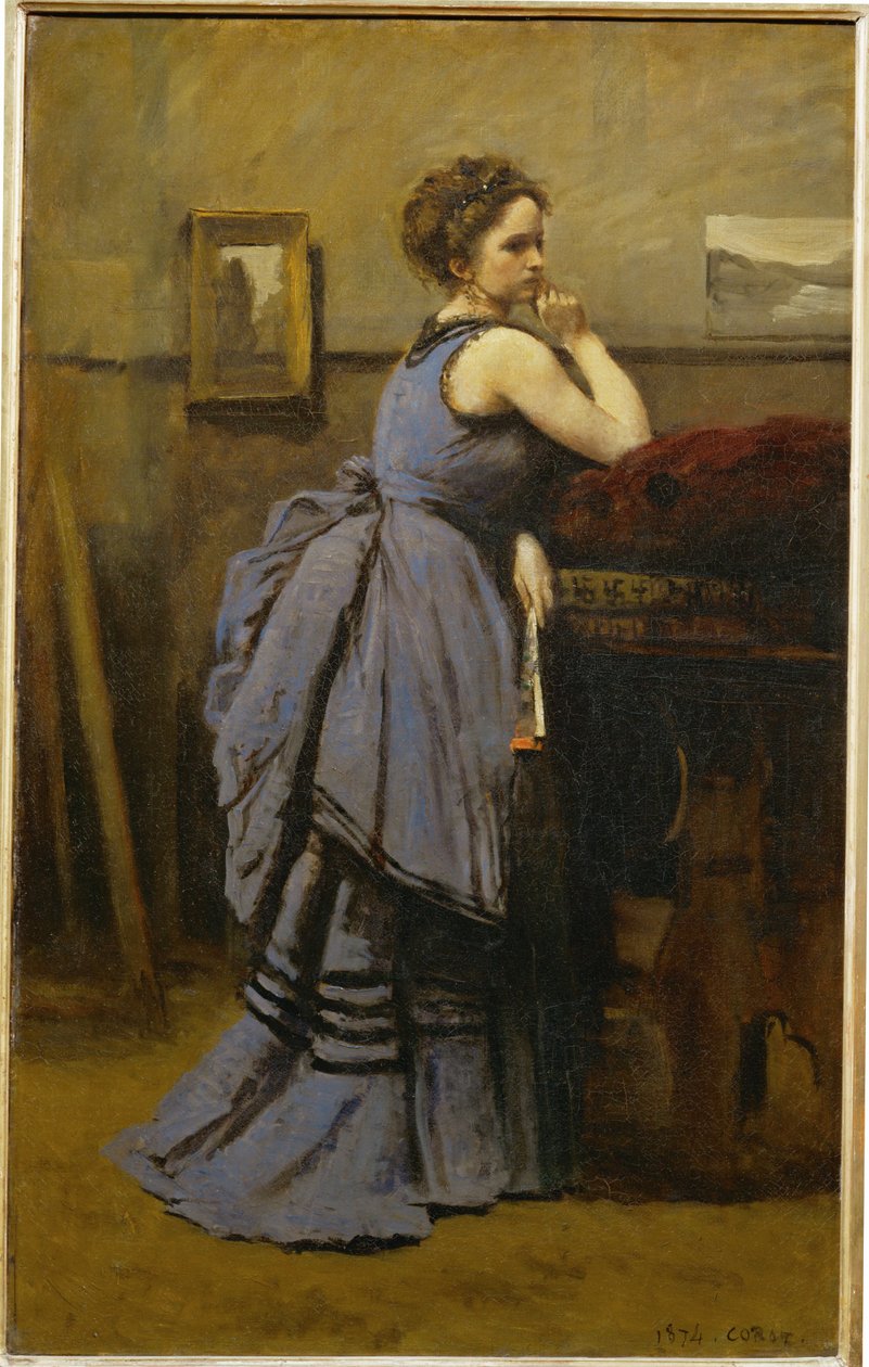 Lady in Blue by Jean Baptiste Camille Corot