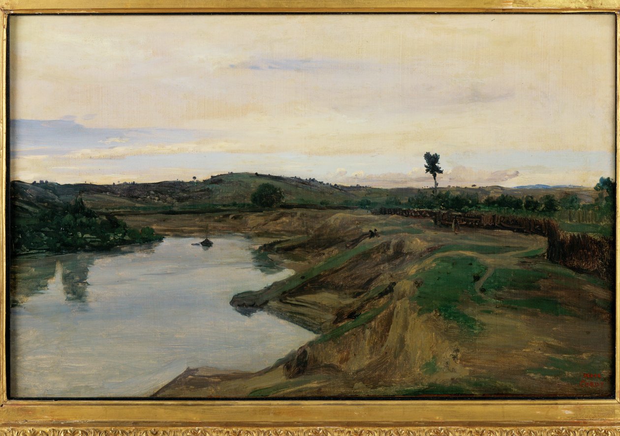 The Walk of Poussin, Roman Countryside by Jean Baptiste Camille Corot