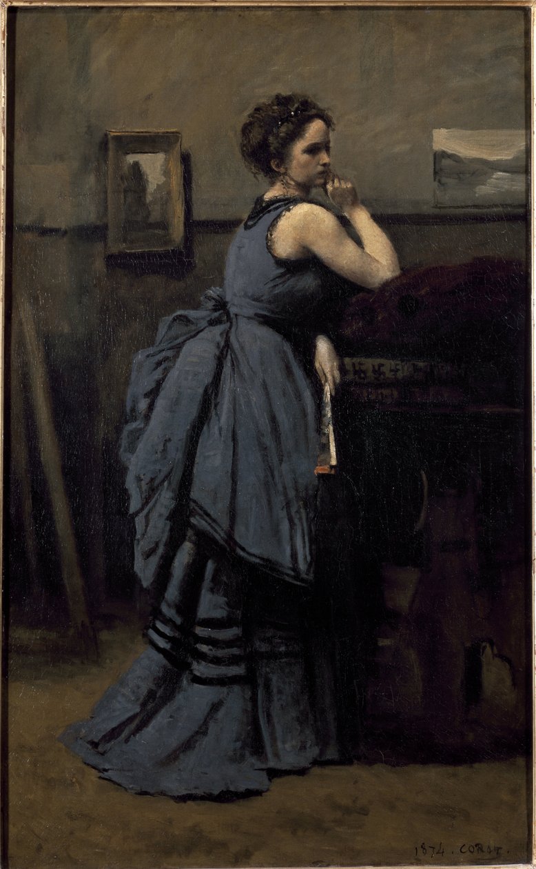 Lady in blue by Jean Baptiste Camille Corot