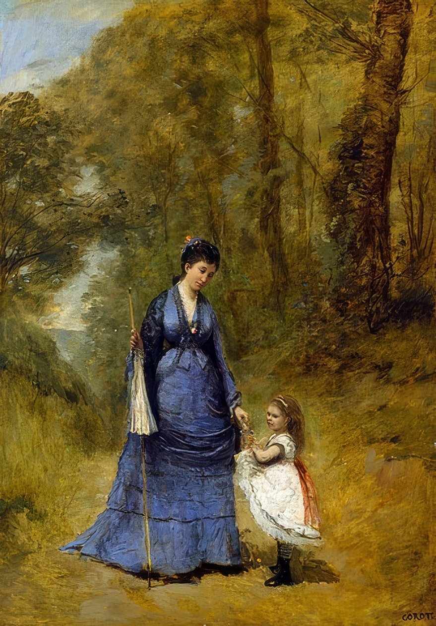 Madame Stumpf and Her Daughter by Jean Baptiste Camille Corot