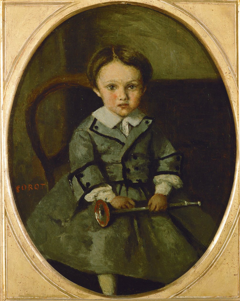 Maurice Robert as a Child by Jean Baptiste Camille Corot
