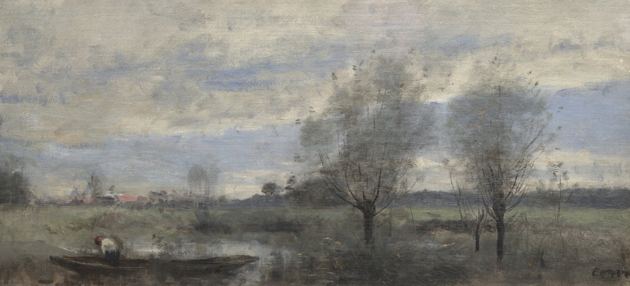 Palluel, Boater in the Marshes by Jean Baptiste Camille Corot