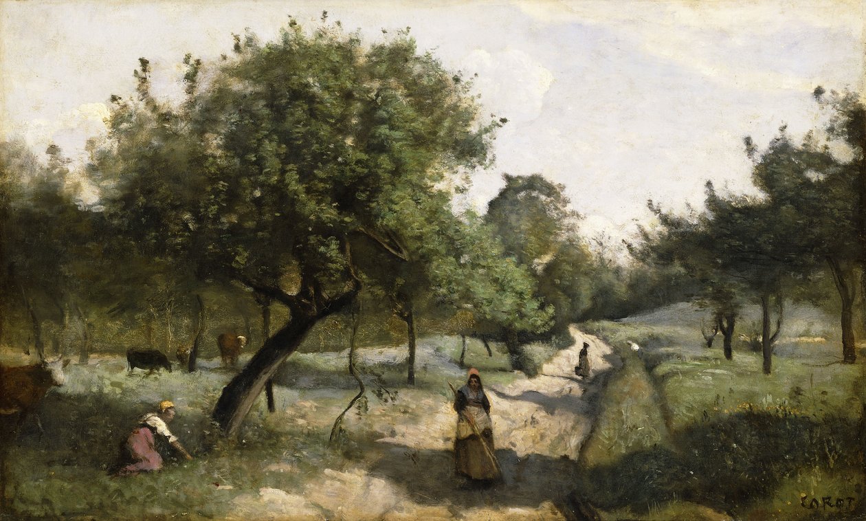 Path with Apple Trees by Jean Baptiste Camille Corot