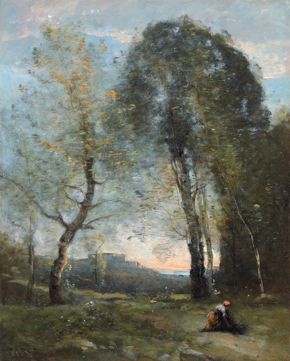 Peasant Woman Collecting Wood, Italy by Jean Baptiste Camille Corot
