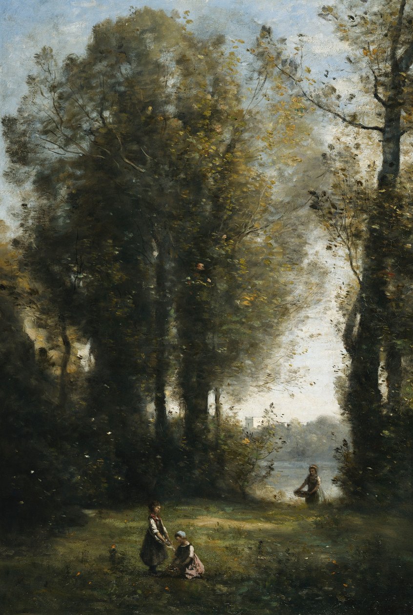 Picking Daisies by Jean Baptiste Camille Corot