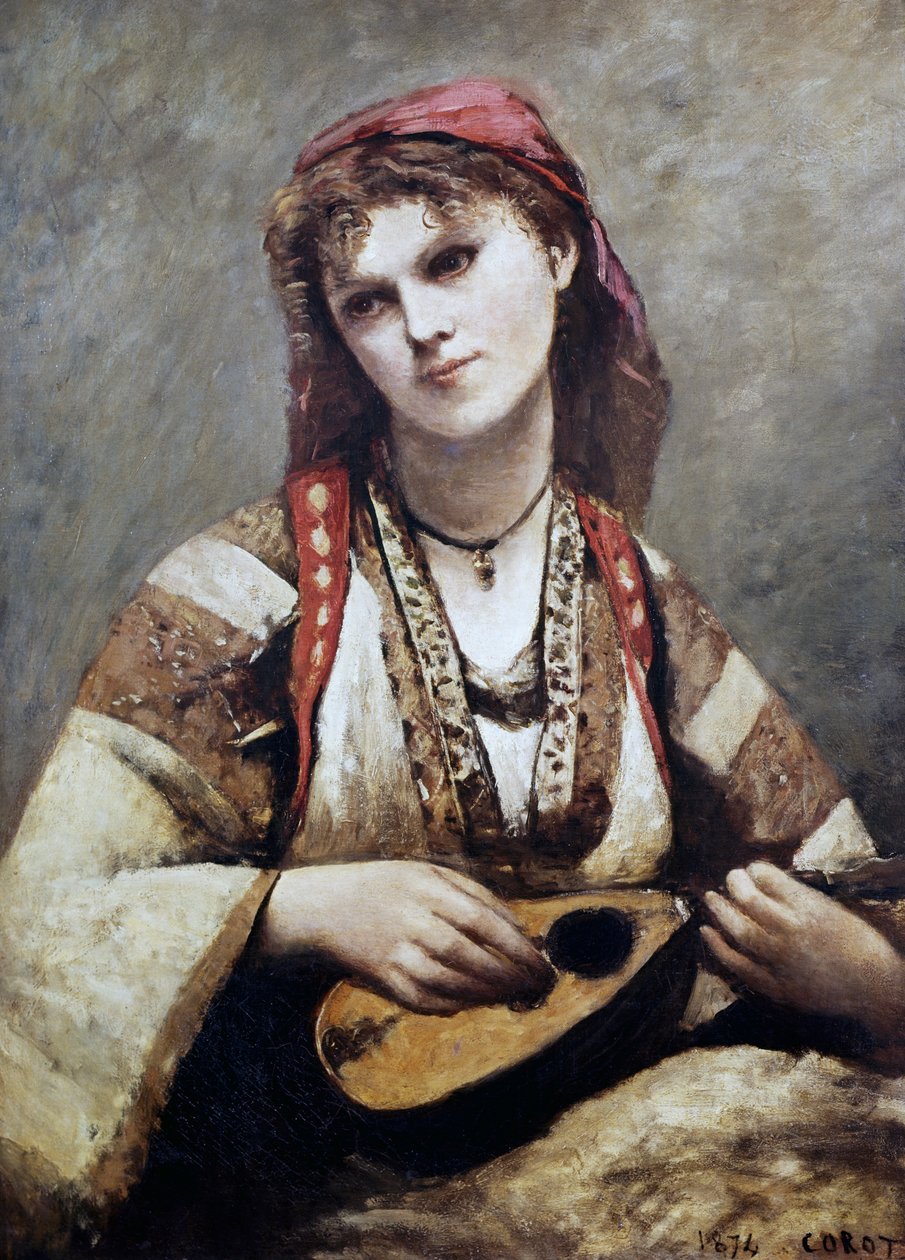 Portrait of Christine Nilson, or The Bohemian with a Mandolin by Jean Baptiste Camille Corot