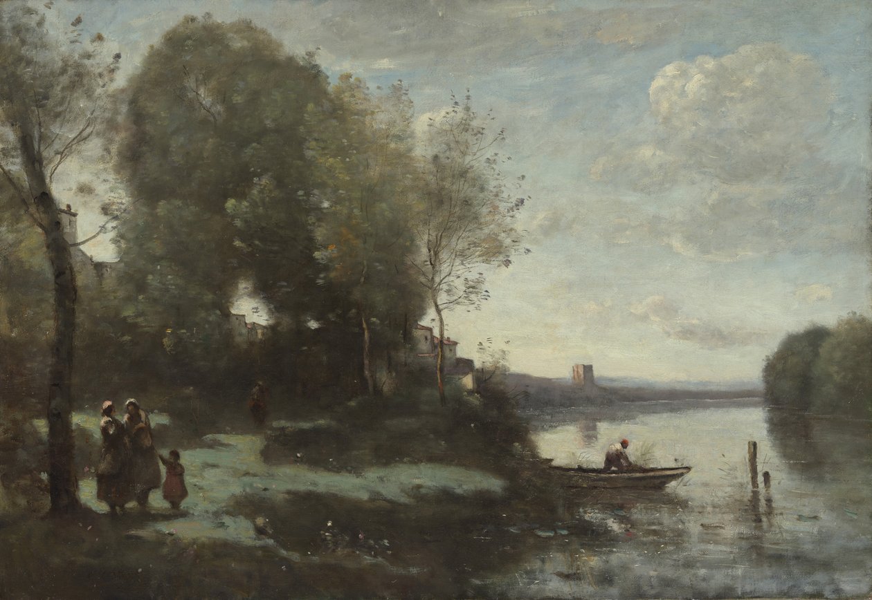 River with a Distant Tower, 1865 by Jean Baptiste Camille Corot
