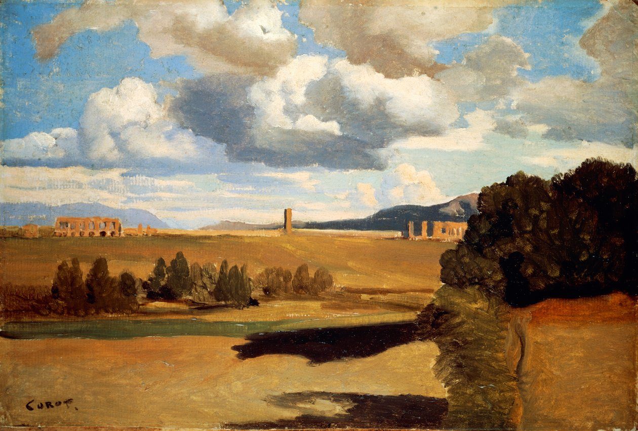 Roman Campagna with Claudian Aqueduct by Jean Baptiste Camille Corot
