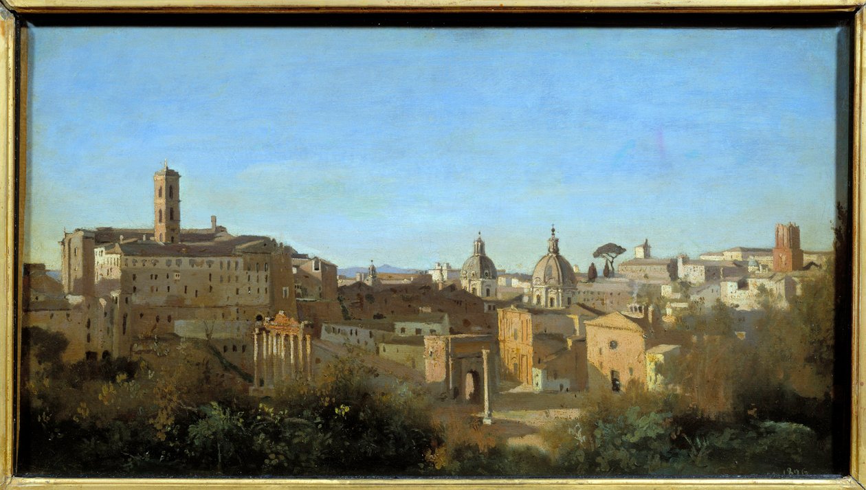 Rome, the Forum Seen from the Farnese Gardens by Jean Baptiste Camille Corot