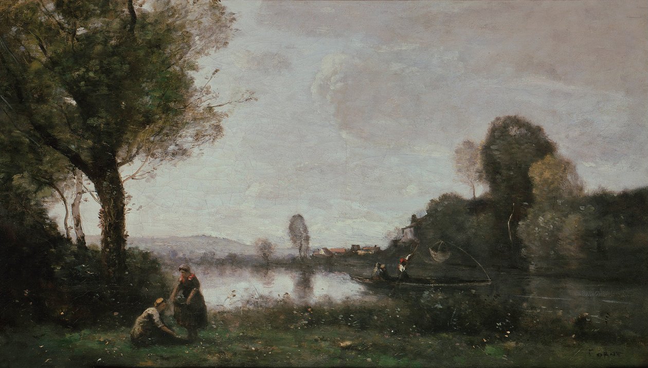 Seine Landscape Near Chatou, 1885 by Jean Baptiste Camille Corot