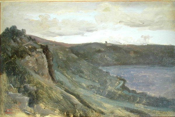 The Banks of the Tiber, Surrounded by Hills, c.1825-27 by Jean Baptiste Camille Corot