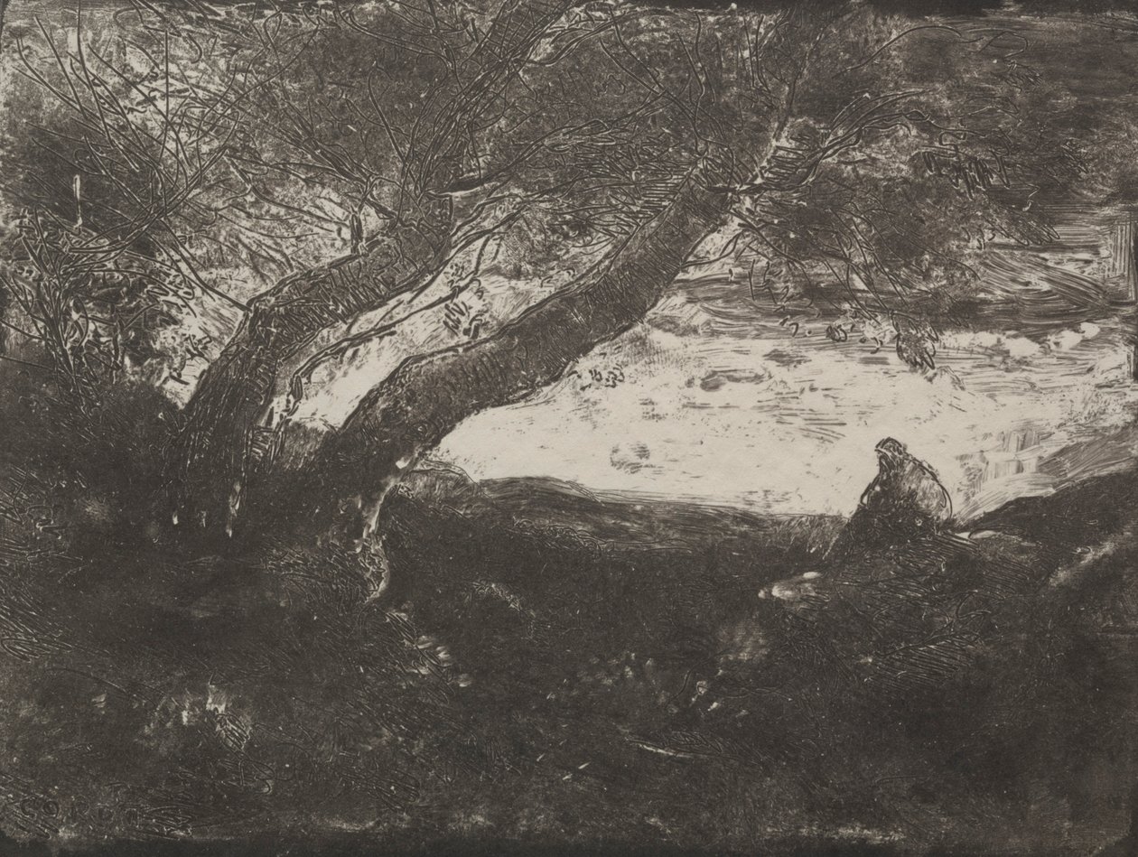 The Dreamer (original impression 1854, printed in 1921) by Jean Baptiste Camille Corot