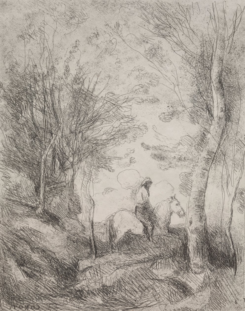 The Great Cavalier in the Wood (original impression 1854, printed in 1921) by Jean Baptiste Camille Corot