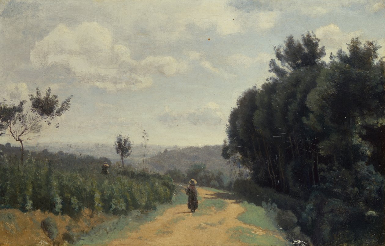 The Heights of Sevres, The Troyon Path by Jean Baptiste Camille Corot