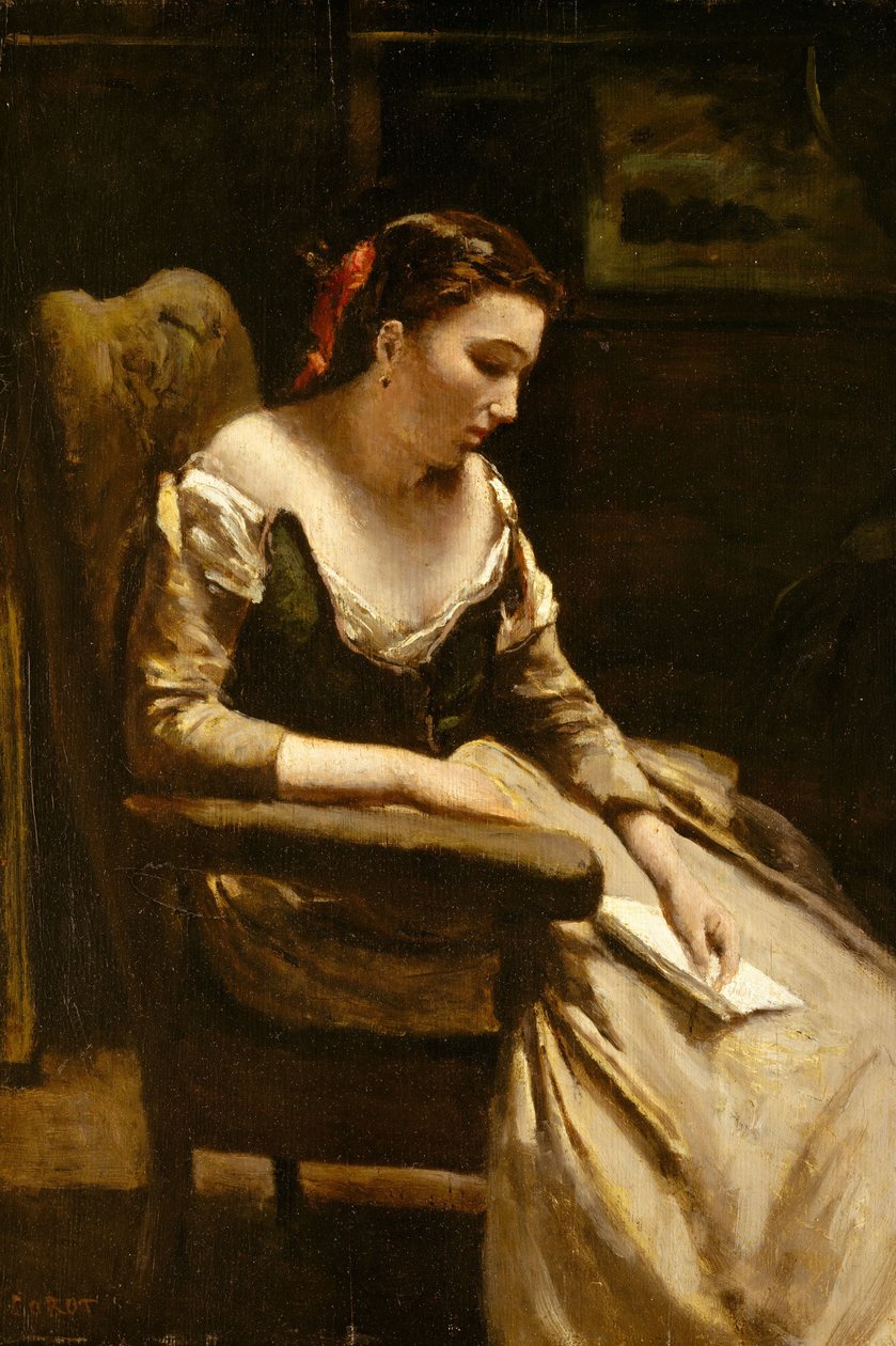 The Letter by Jean Baptiste Camille Corot