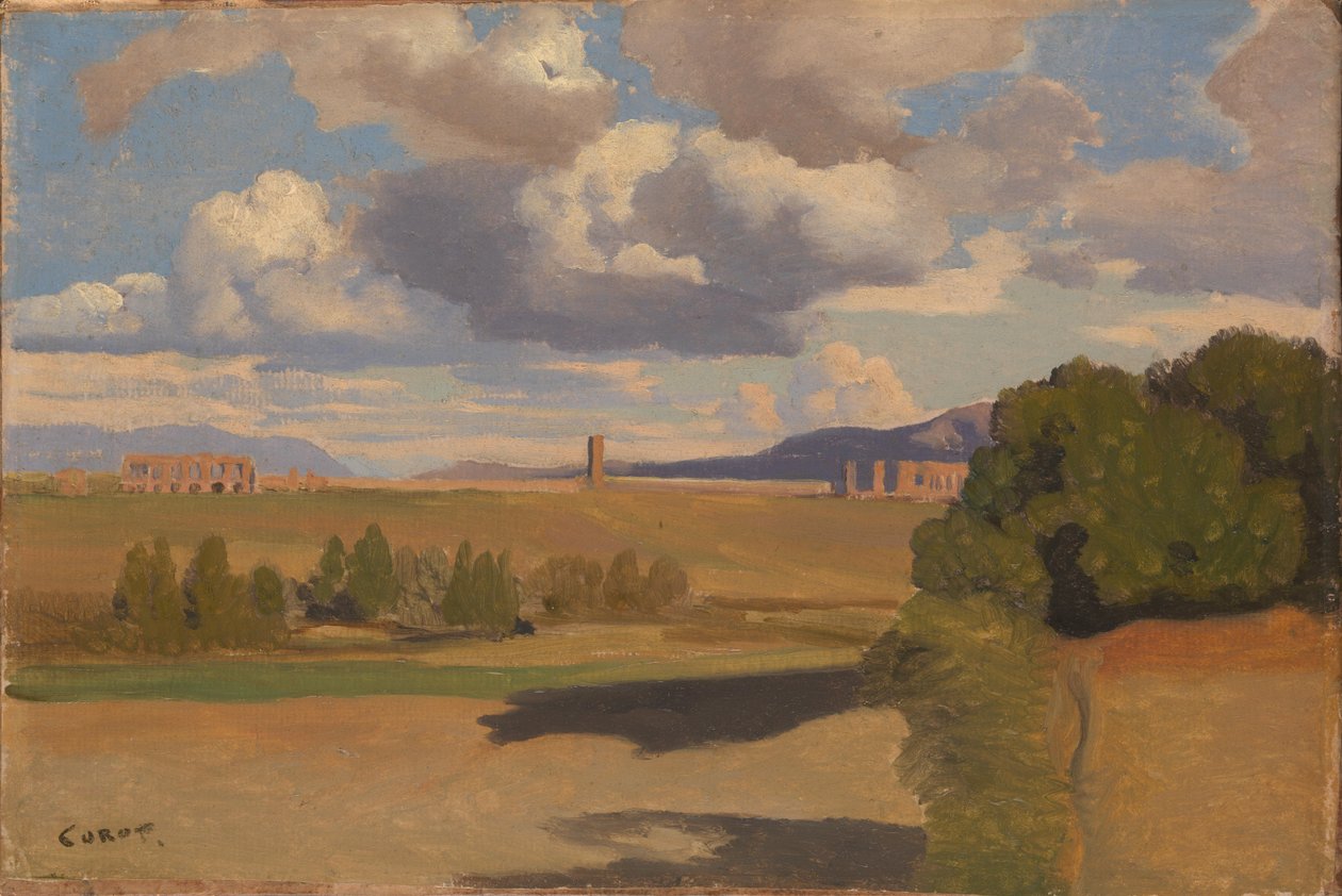 The Roman Campagna, with the Claudian Aqueduct, c. 1826 by Jean Baptiste Camille Corot