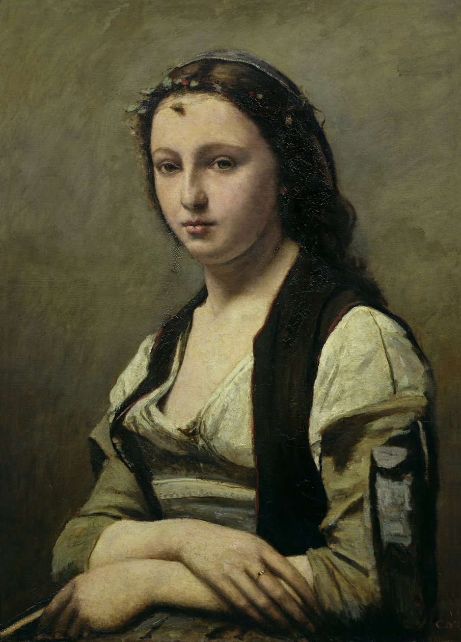 The Woman with the Pearl by Jean Baptiste Camille Corot