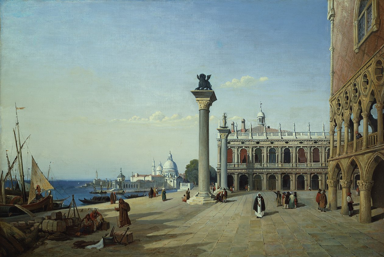 View of Venice: The Piazzetta Seen from the Riva degli Schiavoni by Jean Baptiste Camille Corot
