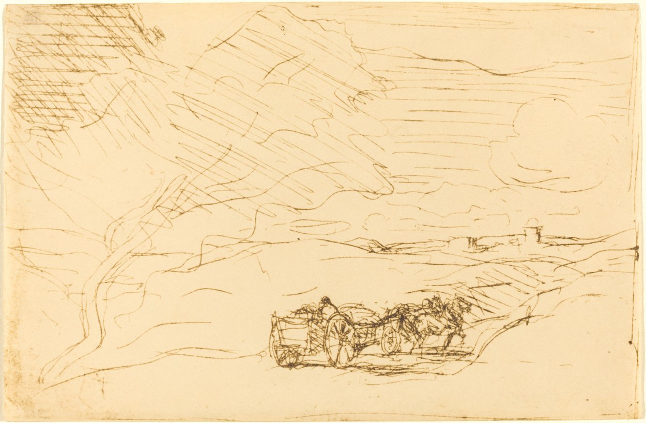 Wagon Going to Town by Jean Baptiste Camille Corot