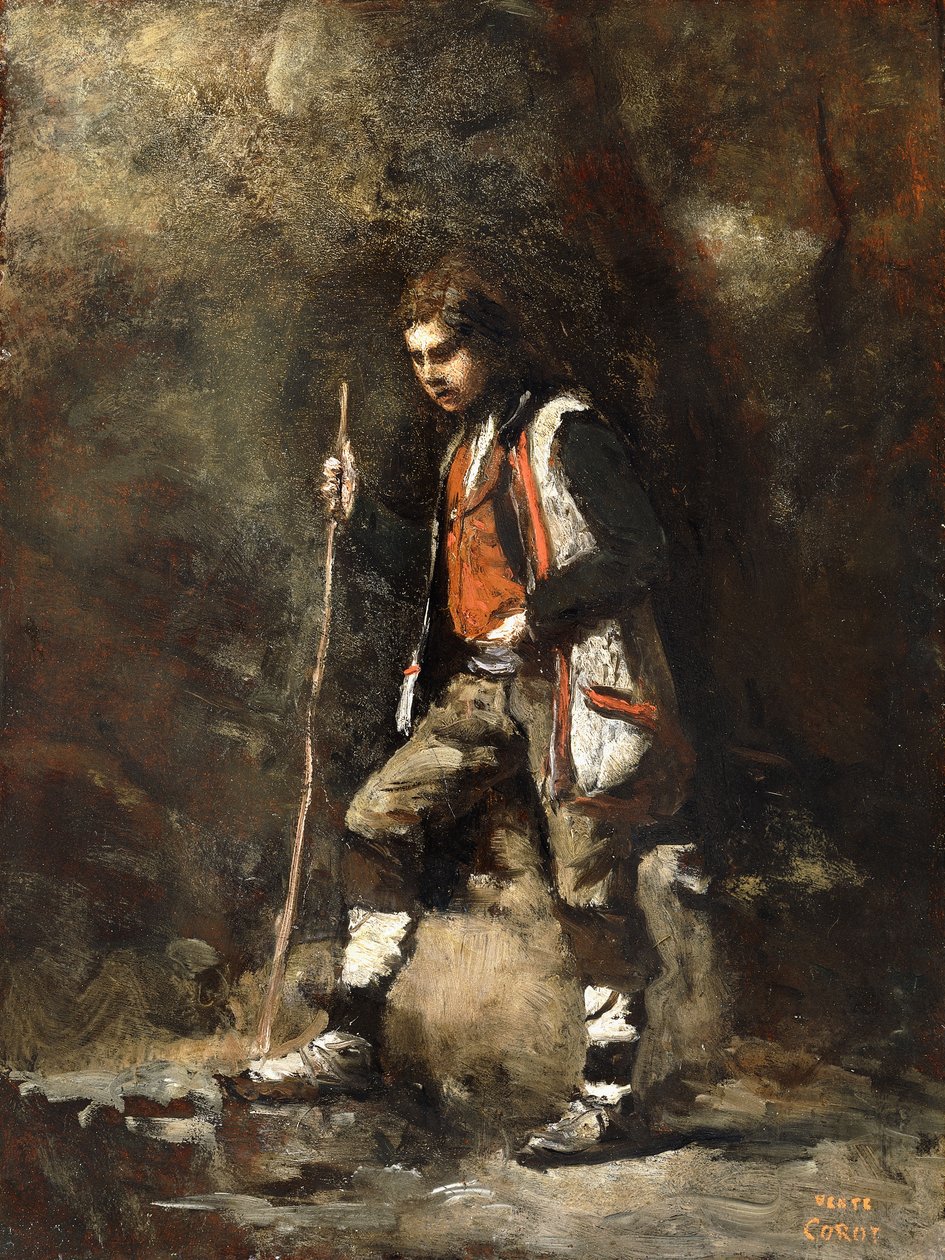 Young Italian Boy on the Mountain by Jean Baptiste Camille Corot