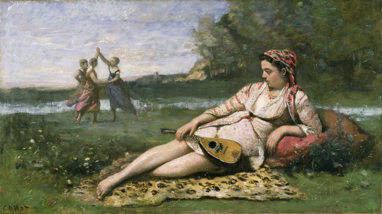 Young Women of Sparta (or Gypsy Reclining) c.1868-70 by Jean Baptiste Camille Corot