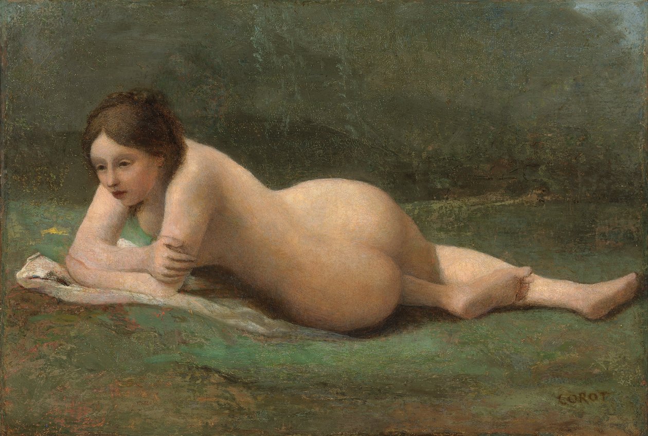 Young Woman Reclining on the Grass by Jean Baptiste Camille Corot