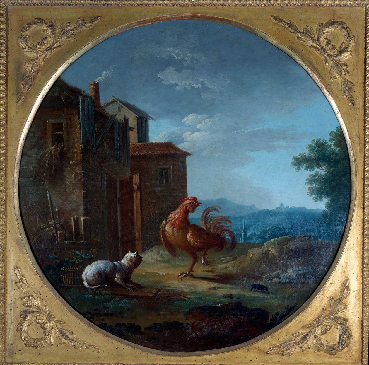 The pig, the cat and the mouse. Illustration for the fable by Jean de La Fontaine by Jean Baptiste Claudot