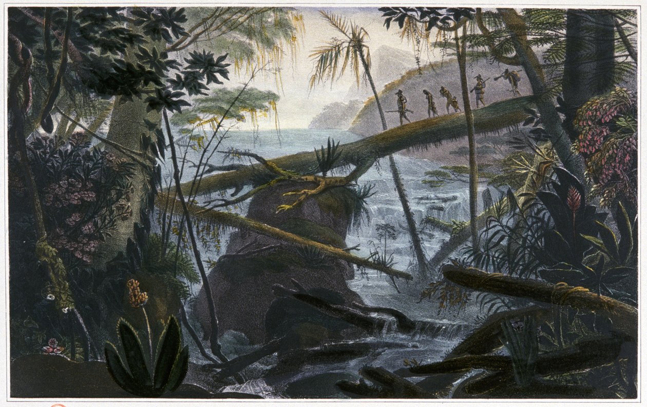 Indians crossing the Parahiba river by Jean Baptiste Debret