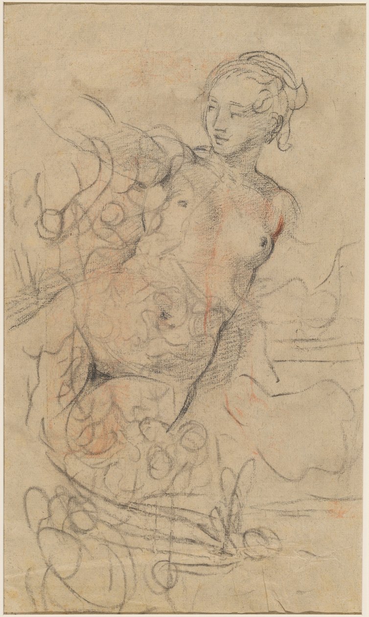 A Reclining Nude with Her Right Arm Raised by Jean Baptiste Deshays