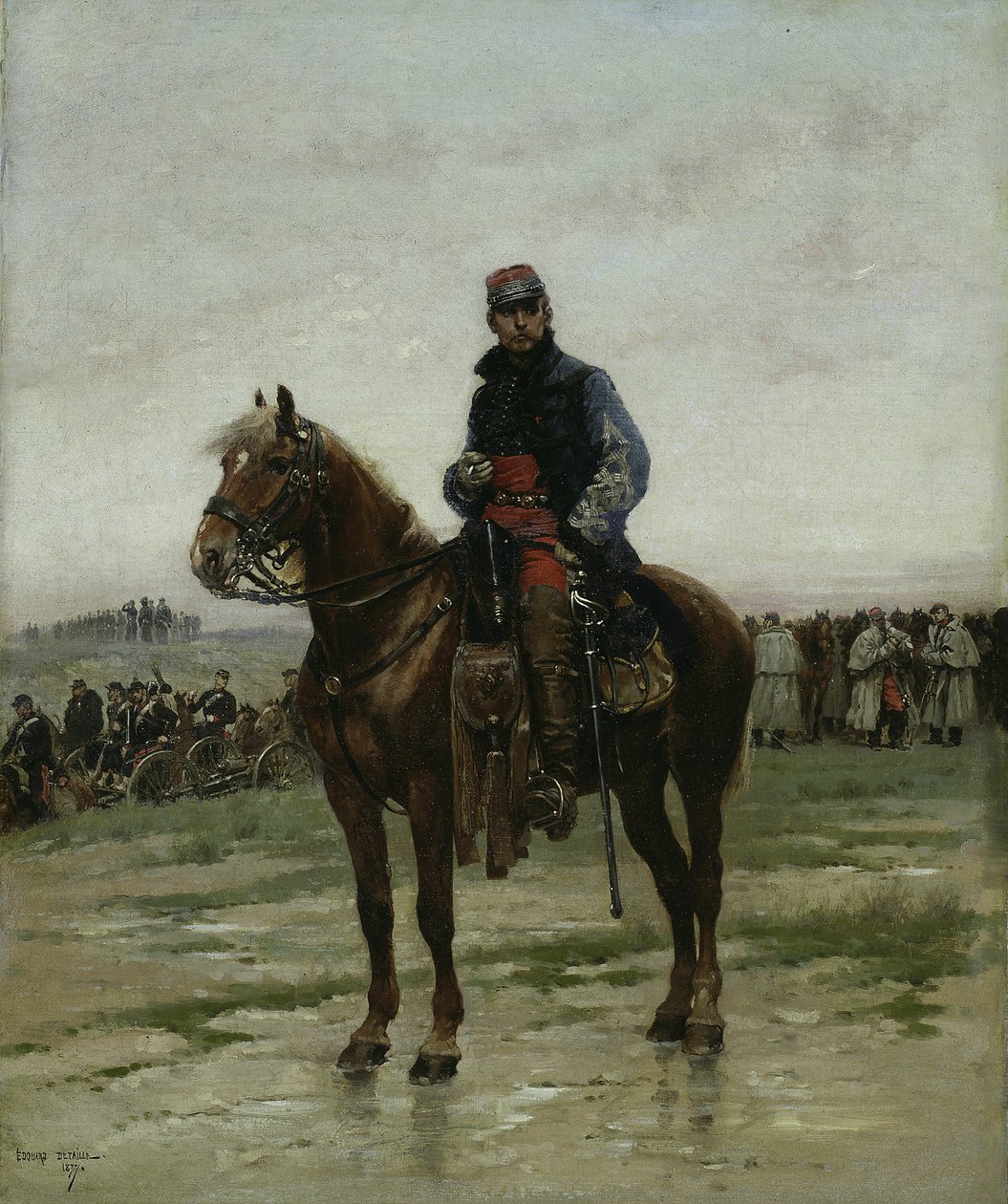 A Mounted Officer, 1877 by Jean Baptiste Edouard Detaille