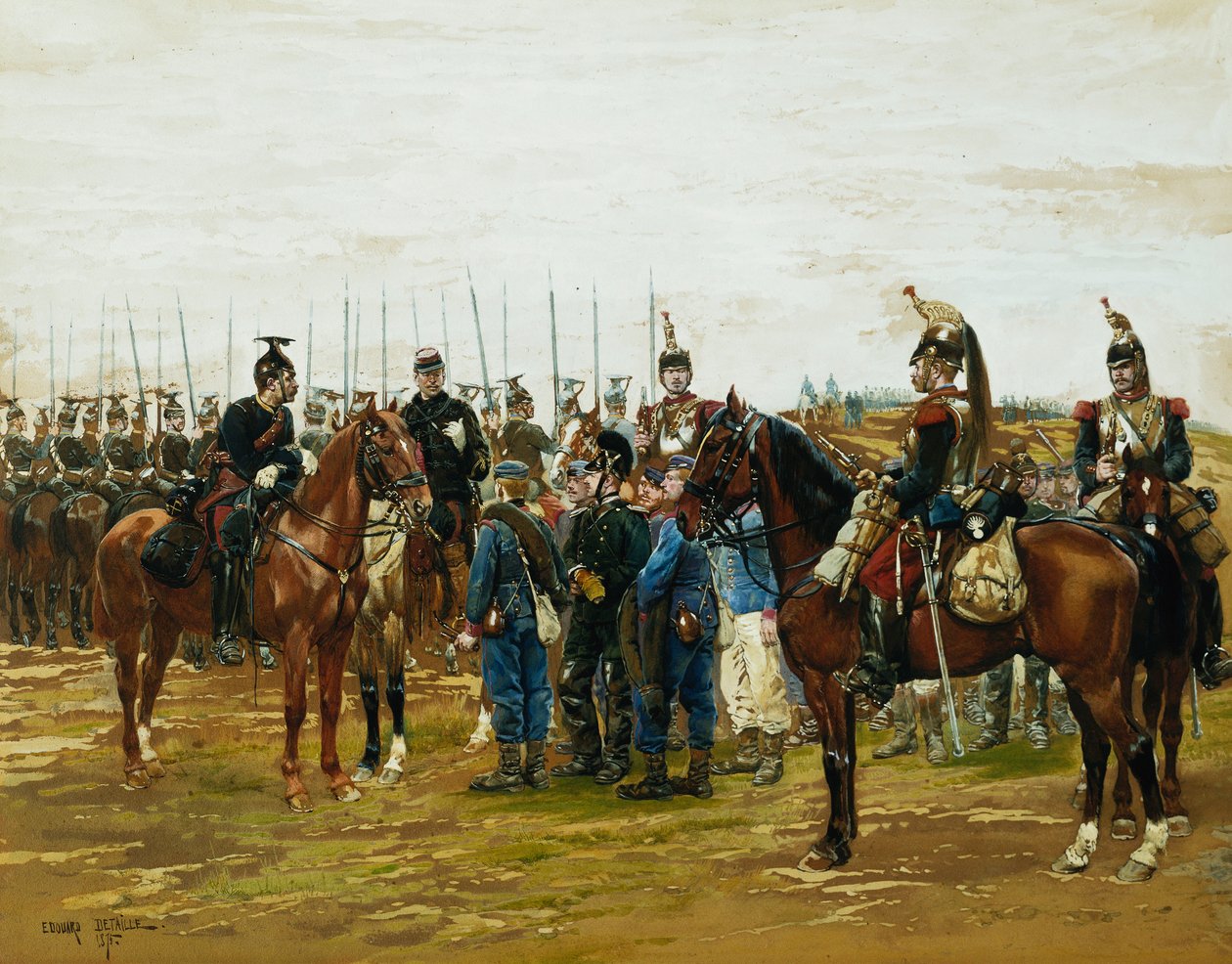 French Cuirassiers Holding Bavarian Soldiers Captive by Jean Baptiste Edouard Detaille