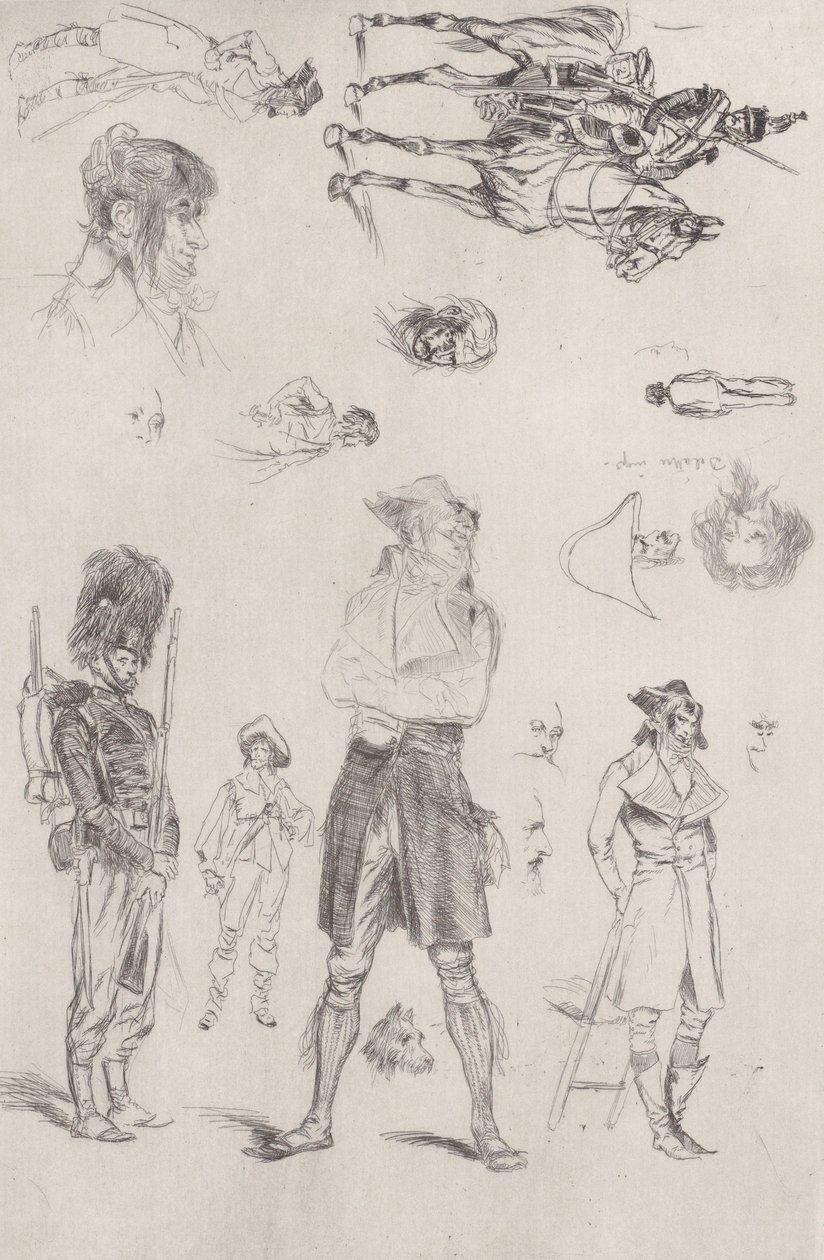 Sheet of Sketches, 1868 by Jean Baptiste Edouard Detaille