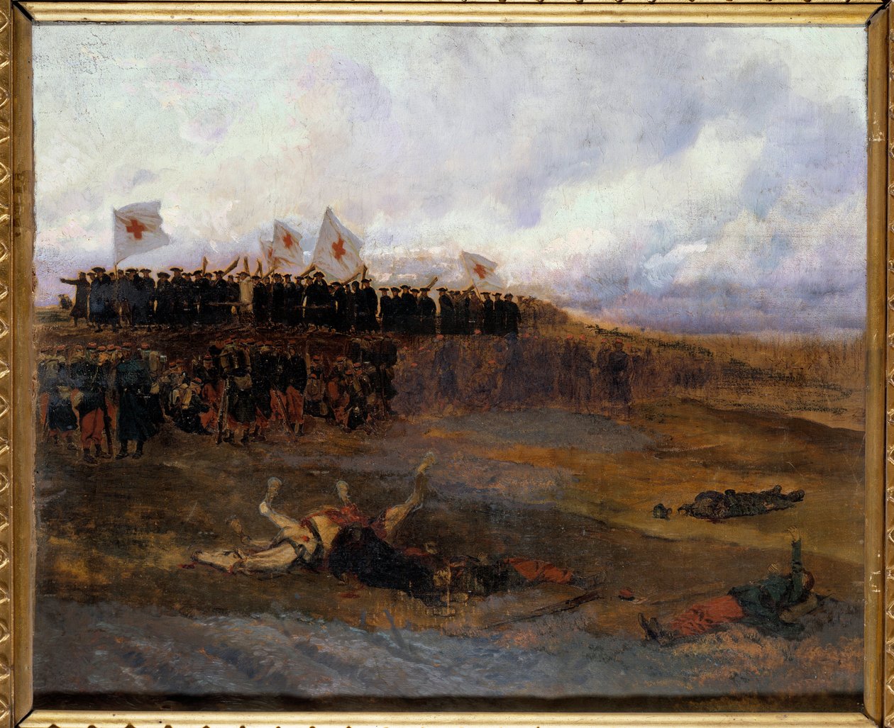 Siege of Paris 1870: The Brothers of the Schools of Christian Doctrine Head Towards the Battlefield by Jean Baptiste Edouard Detaille