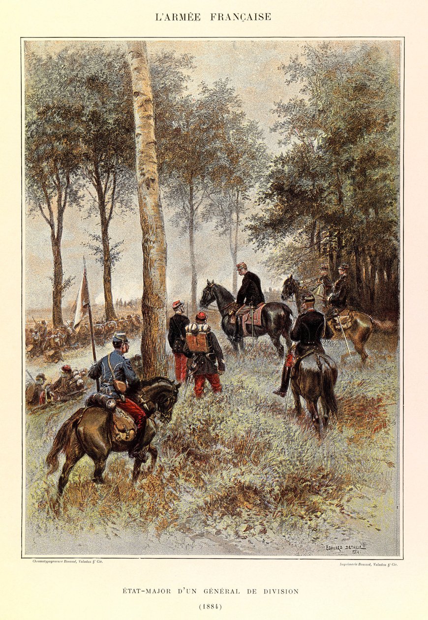 Types and Uniforms of the French Army: Staff of a Divisional General in 1884, Private Collection by Jean Baptiste Edouard Detaille
