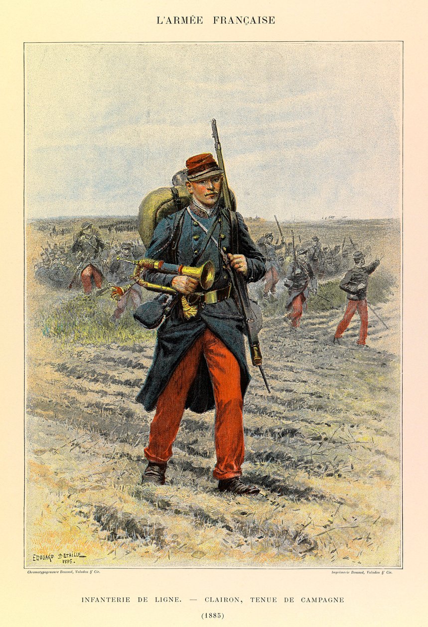 Types and Uniforms of the French Army: Line Infantry; Bugler in Field Dress in 1885 by Jean Baptiste Edouard Detaille