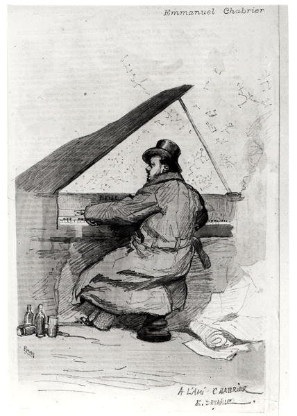 Alexis Emmanuel Chabrier (1841-94) at the Piano, Engraved by Florian by Jean Baptiste Edouard after Detaille