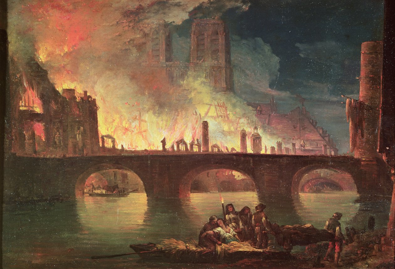 A Fire at the Hotel-Dieu in 1772 by Jean Baptiste Genillion